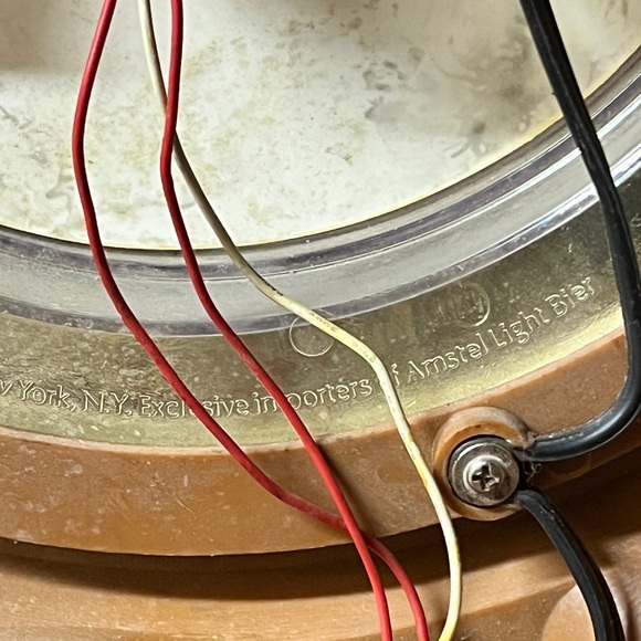 Vintage Amstel Light Beer plastic hard wired wall clock, rare man cave. Add plug - Picture 7 of 8